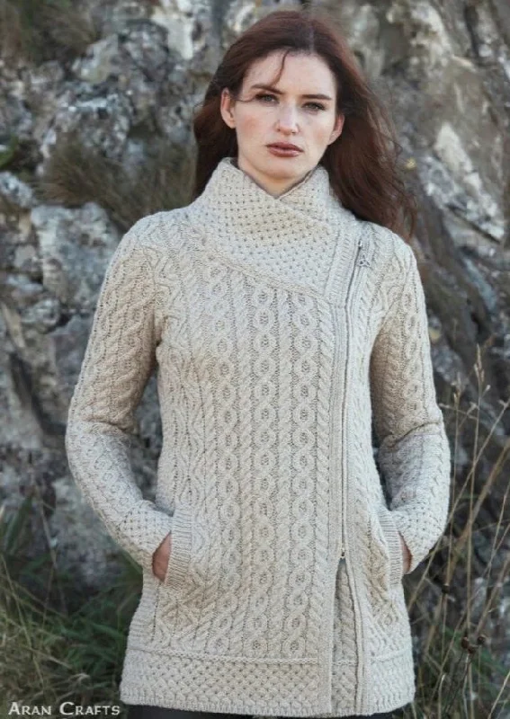 Aran Crafts Athenry Asymmetric Coat | Oatmeal