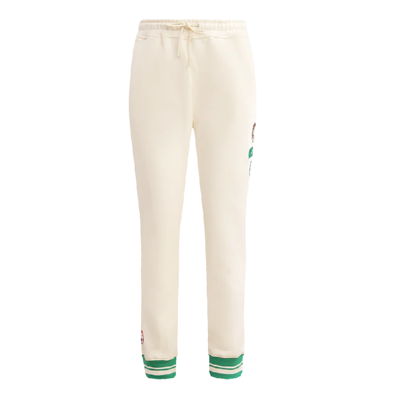 NBA BOSTON CELTICS RETRO CLASSIC WOMEN'S RIB SWEATPANT (EGGSHELL/ KELLY GREEN)