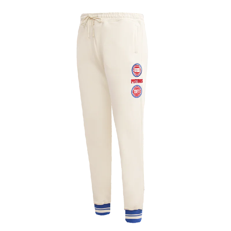 NBA DETROIT PISTONS RETRO CLASSIC WOMEN'S RIB SWEATPANT (EGGSHELL/ROYAL BLUE)