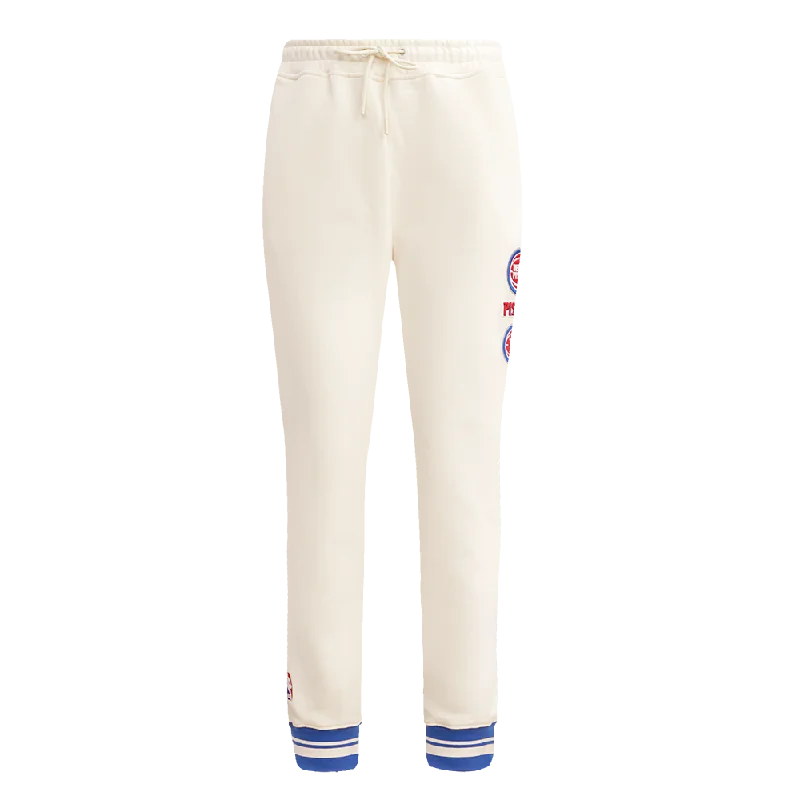 NBA DETROIT PISTONS RETRO CLASSIC WOMEN'S RIB SWEATPANT (EGGSHELL/ROYAL BLUE)