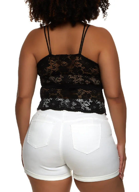 Plus Size Floral Lace Cropped Cami