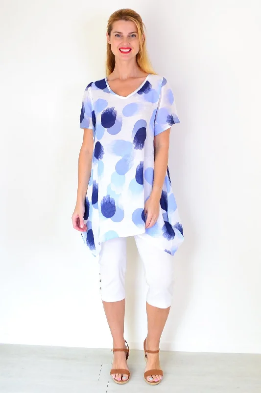 Blue Dots Summer Tunic Top