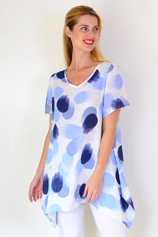 Blue Dots Summer Tunic Top