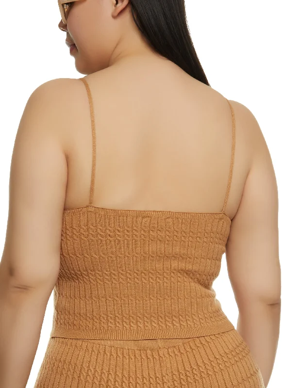 Plus Size Daisy Cable Knit Cropped Cami