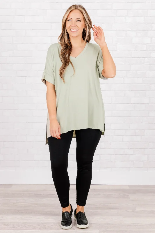 Comfy Travels Top, Light Sage