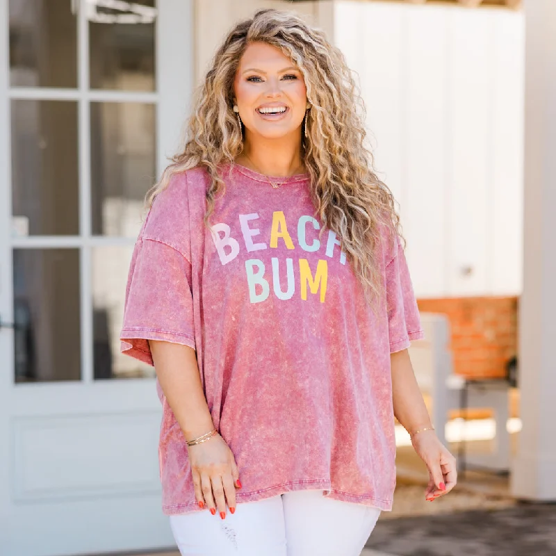 Down By The Coast Boyfriend Tee, Ash Pink Acid Wash