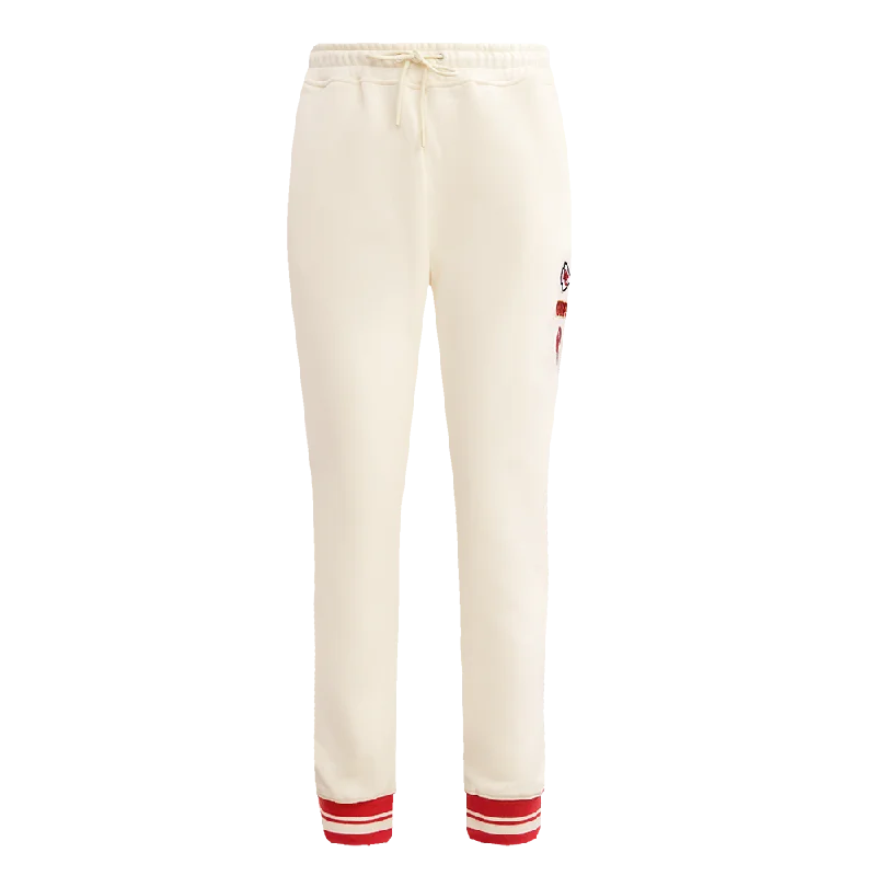 NFL KANSAS CITY CHIEFS RETRO CLASSIC WOMEN'S RIB SWEATPANT (EGGSHELL/ RED)