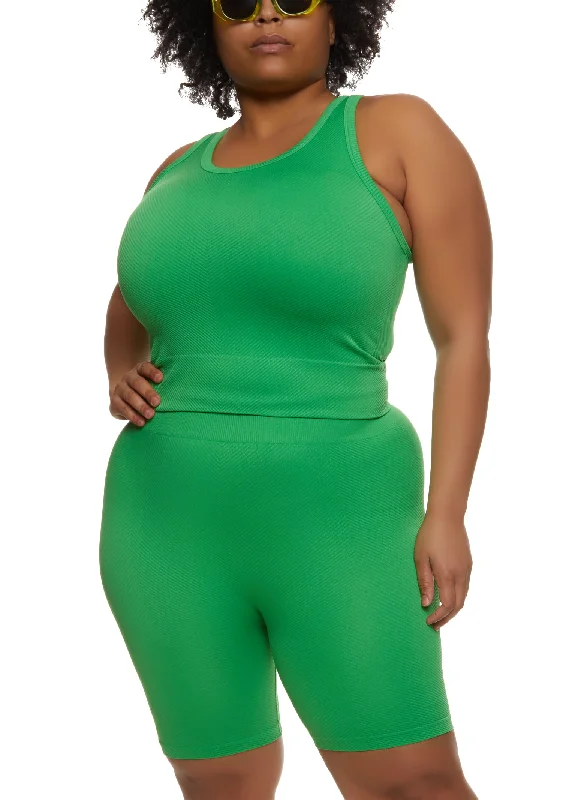 Plus Size Textured Knit Scoop Neck Tank Top