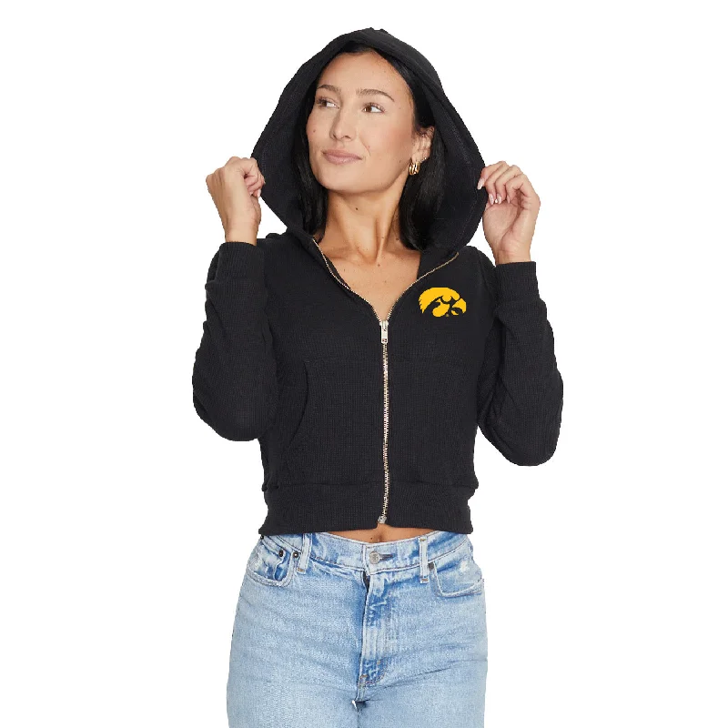 Iowa Hawkeyes Knit Waffle Knit Zip Up Hoodie