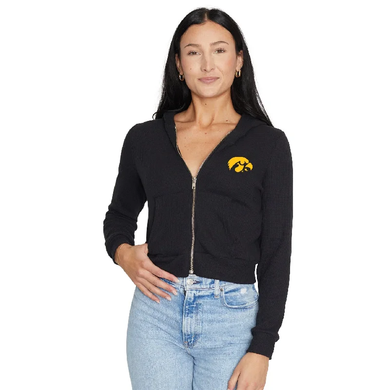 Iowa Hawkeyes Knit Waffle Knit Zip Up Hoodie