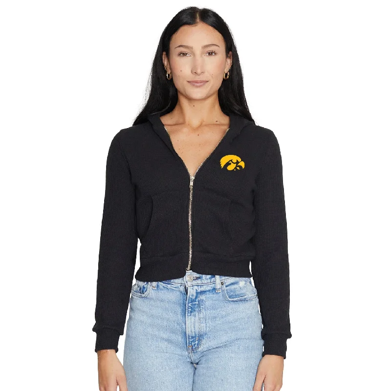 Iowa Hawkeyes Knit Waffle Knit Zip Up Hoodie