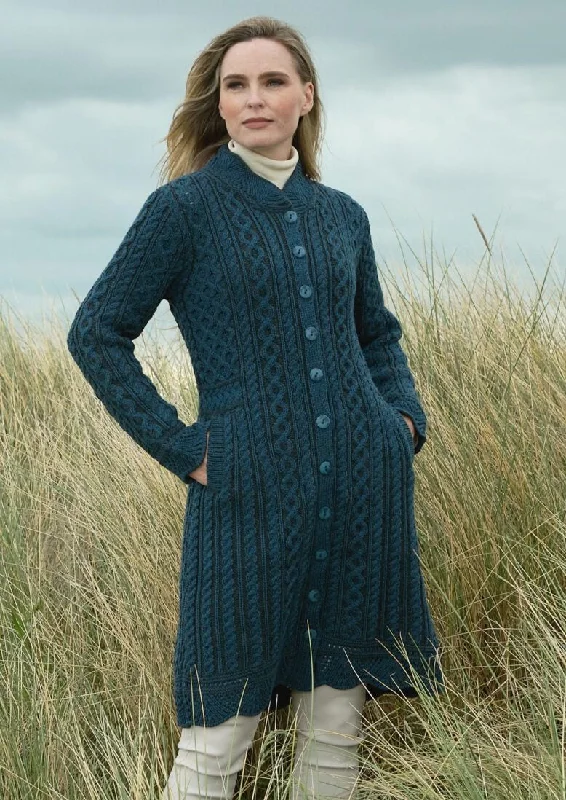 Aran Crafts Scallop Edge Coat | Mallard