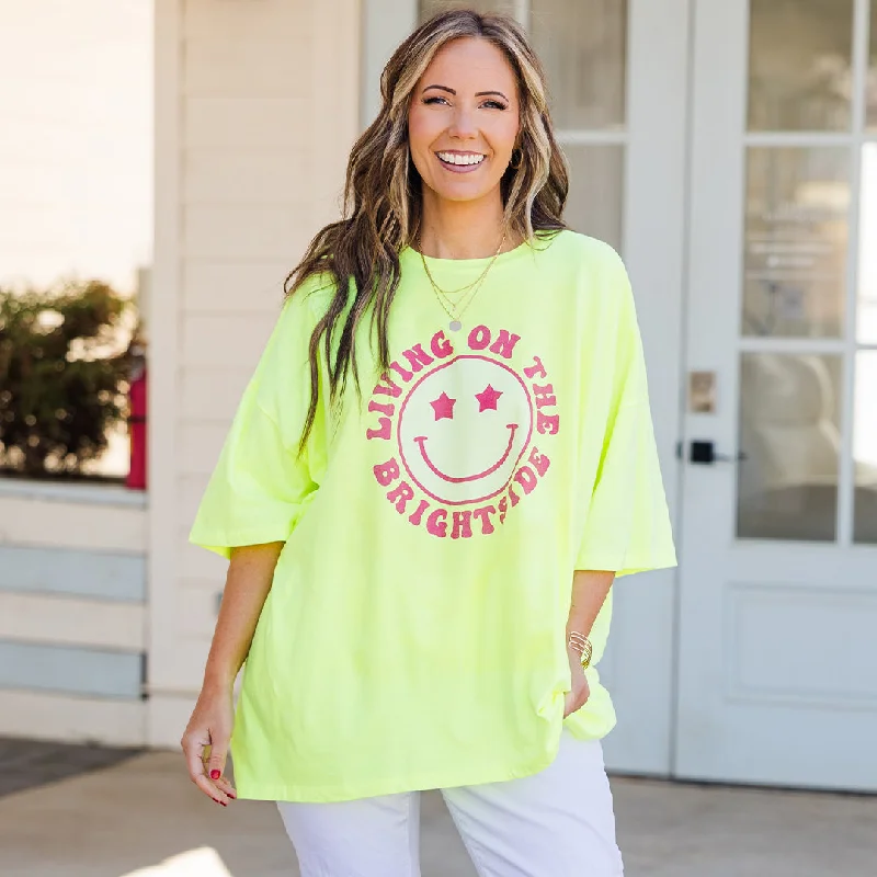 Life On The Brightside Boyfriend Tee, Neon Lime