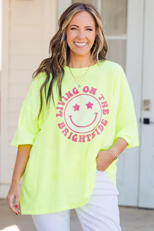 Life On The Brightside Boyfriend Tee, Neon Lime