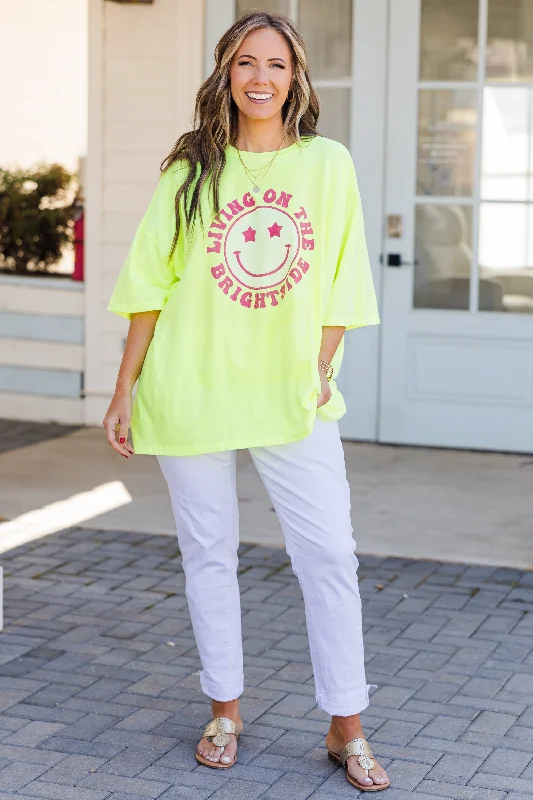 Life On The Brightside Boyfriend Tee, Neon Lime