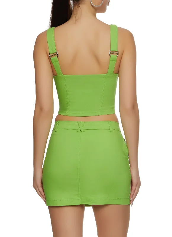 Buckle Strap Cropped Corset Top