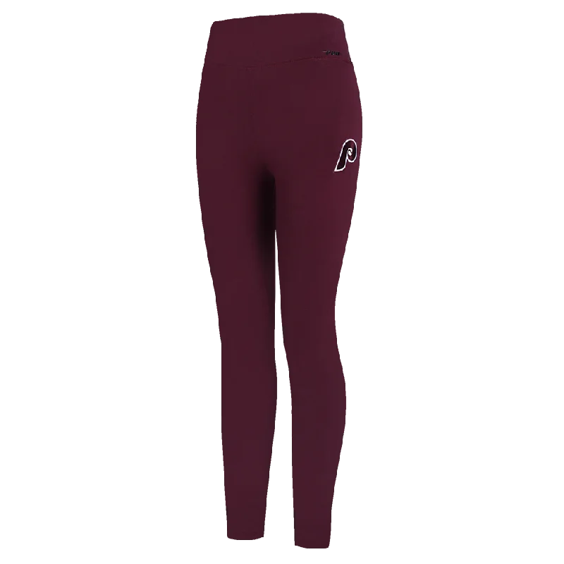 MLB PHILADELPHIA PHILLIES RETRO MASHUP WOMEN'S JERSEY LEGGING (WINE)