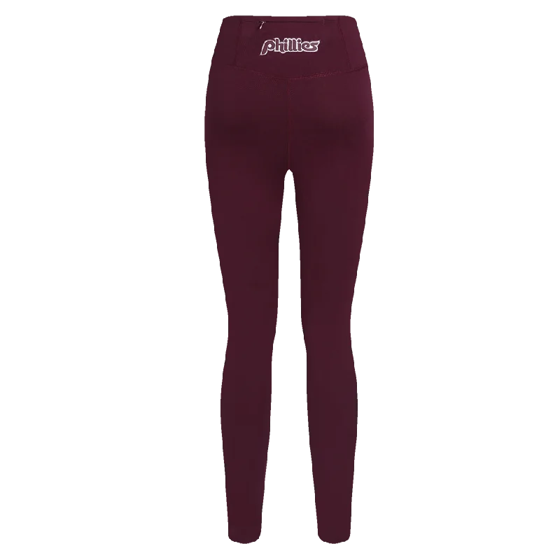 MLB PHILADELPHIA PHILLIES RETRO MASHUP WOMEN'S JERSEY LEGGING (WINE)