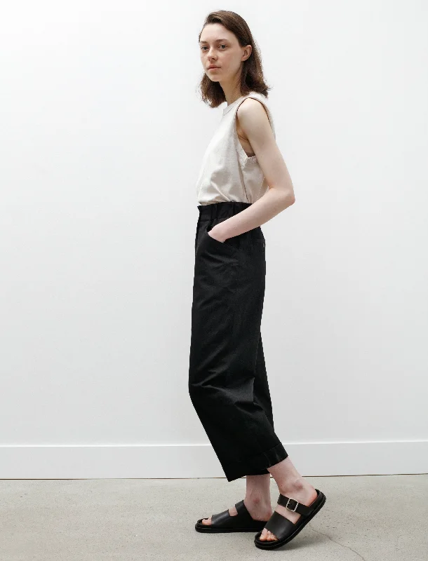 Relaxed Crop Trousers Cotton Linen Twill Black