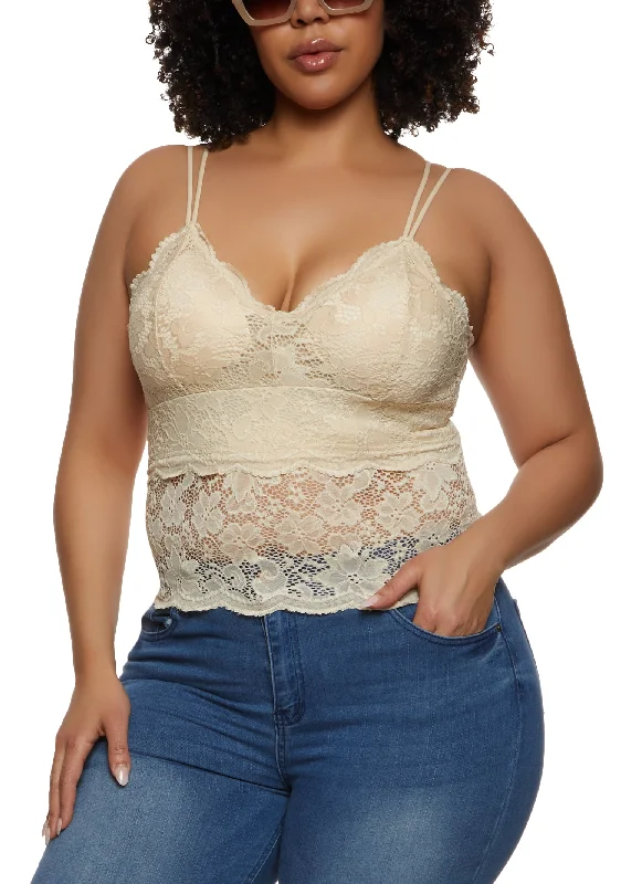 Plus Size Floral Lace Cropped Cami