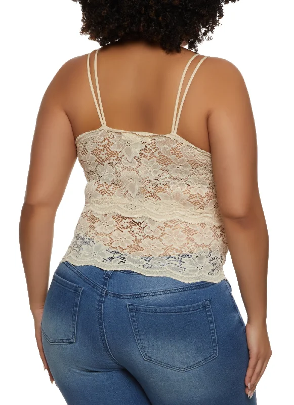 Plus Size Floral Lace Cropped Cami