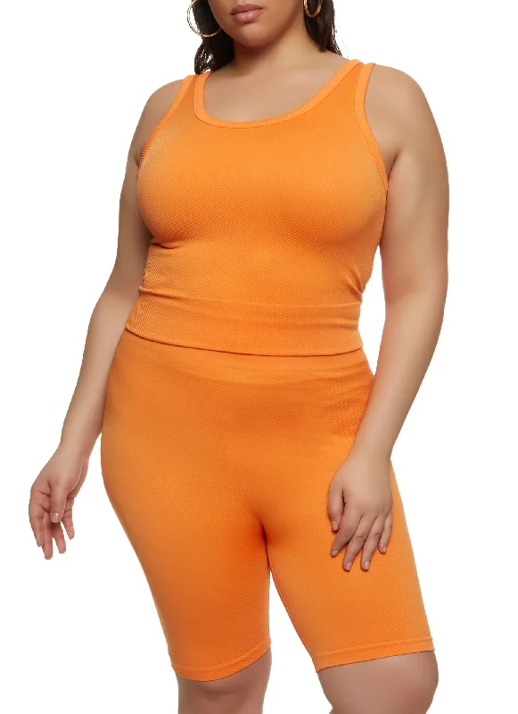 Plus Size Textured Knit Scoop Neck Tank Top