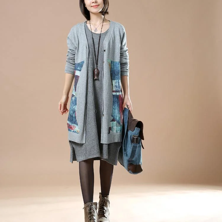 Original gray floral knit jackets sweater coats