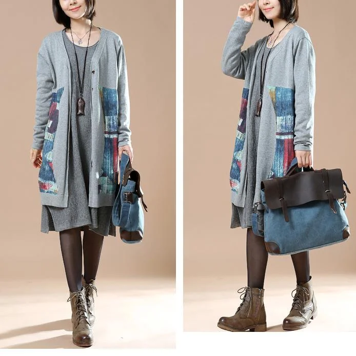 Original gray floral knit jackets sweater coats