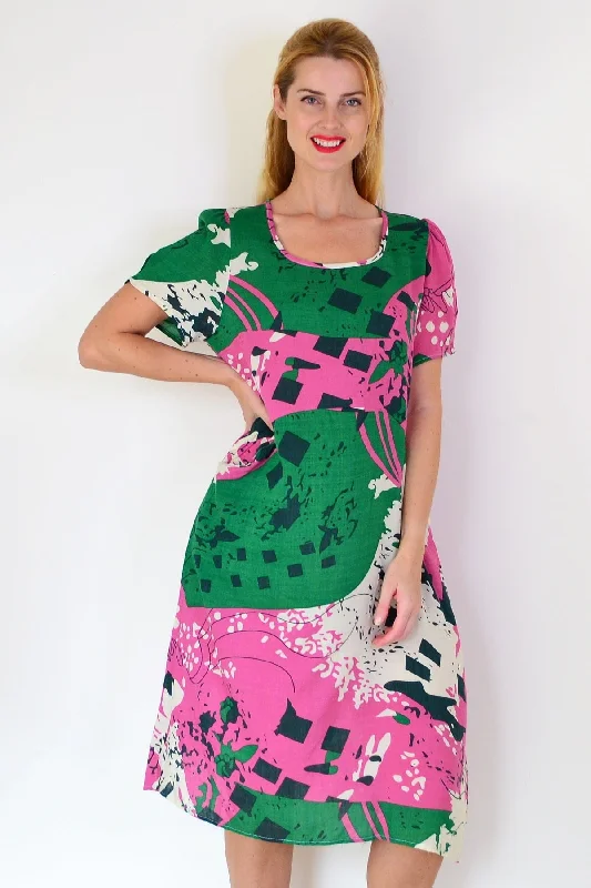 Pink Green Paint Splash Tunic Dress