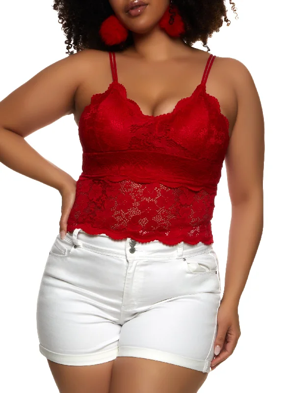 Plus Size Floral Lace Cropped Cami