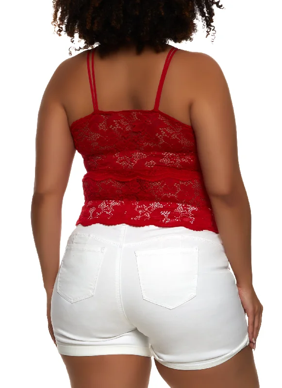 Plus Size Floral Lace Cropped Cami