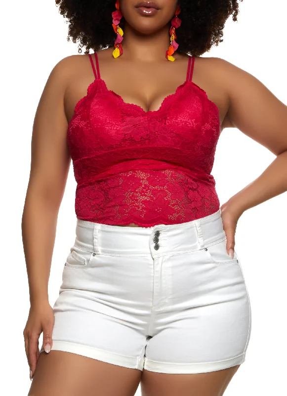 Plus Size Floral Lace Cropped Cami