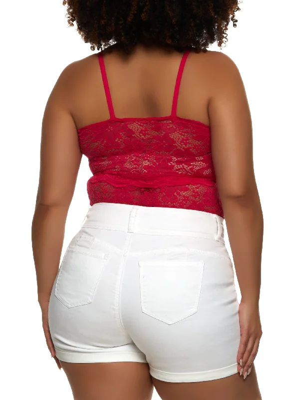 Plus Size Floral Lace Cropped Cami