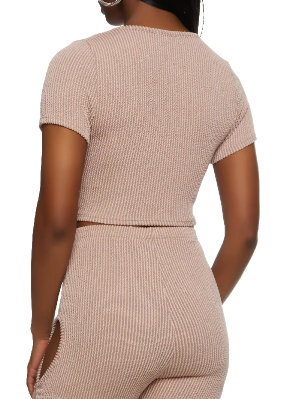 Ribbed O Ring Cut Out Crop Top