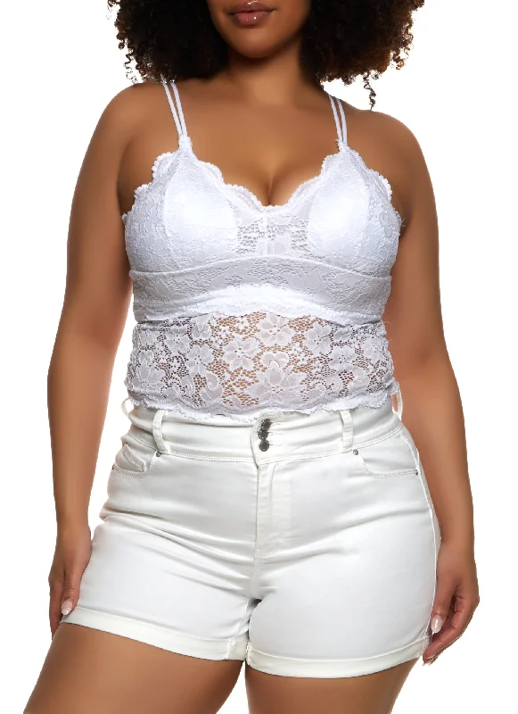 Plus Size Floral Lace Cropped Cami