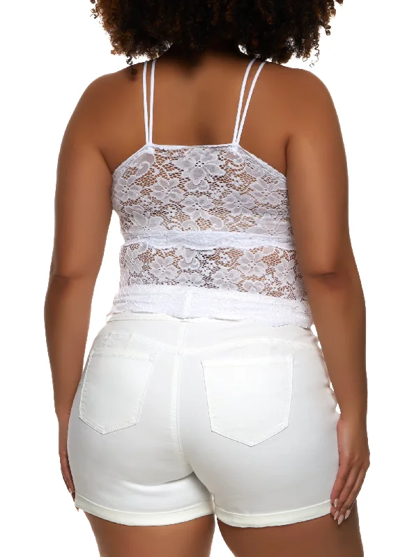 Plus Size Floral Lace Cropped Cami