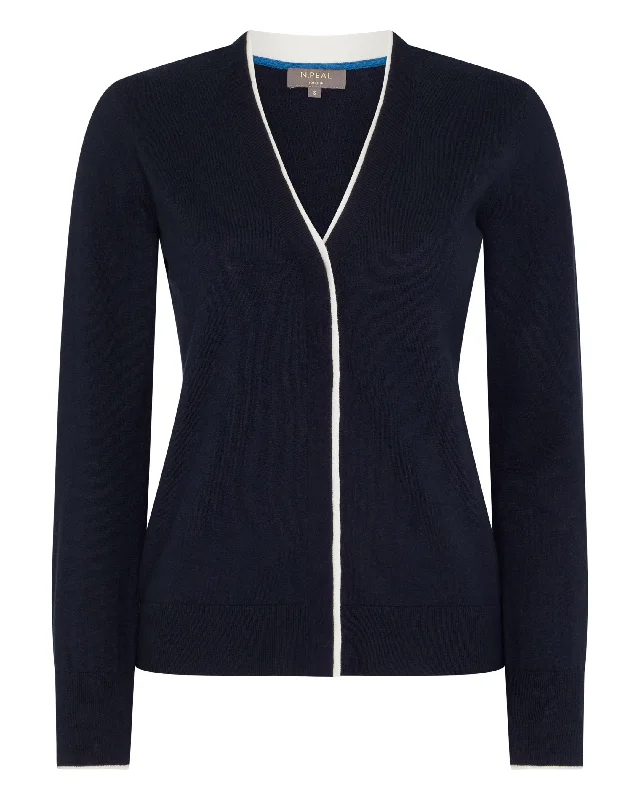 Women's Cotton Cashmere Cardigan Navy Blue