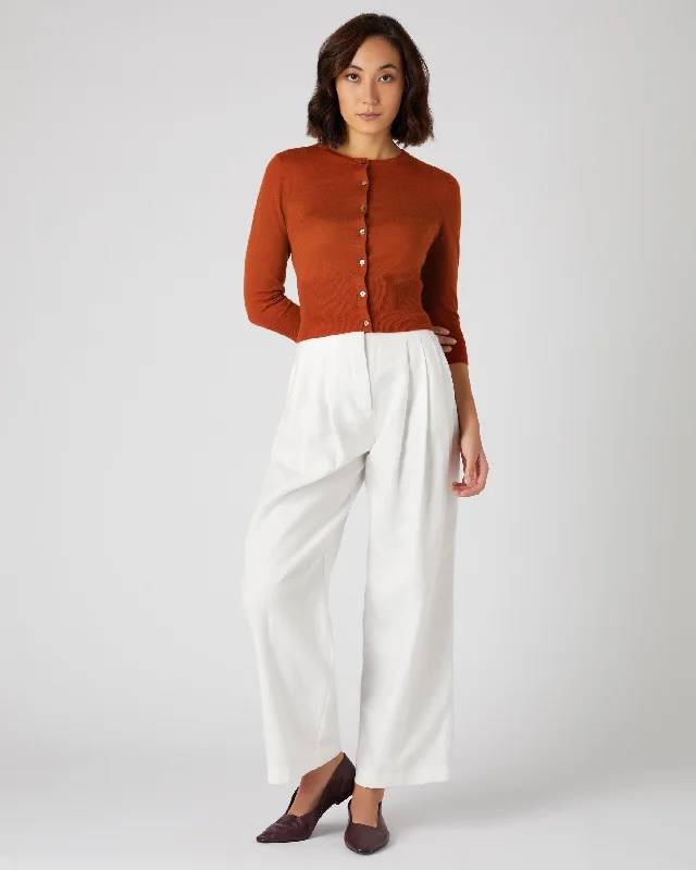 Women's Superfine Cropped Cashmere Cardigan Tawny Orange