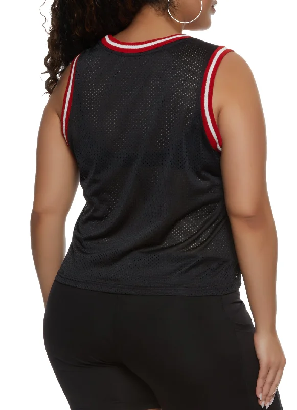 Plus Size Studded New York 95 Basketball Jersey