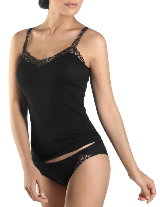 DELICATE Seamless Cotton Cami in Black