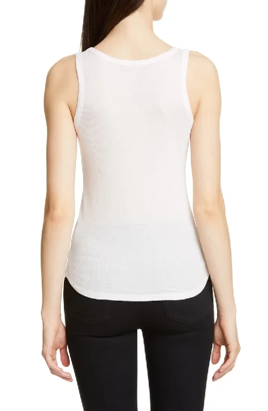 DELUXE COTTON Scoop Tank in White