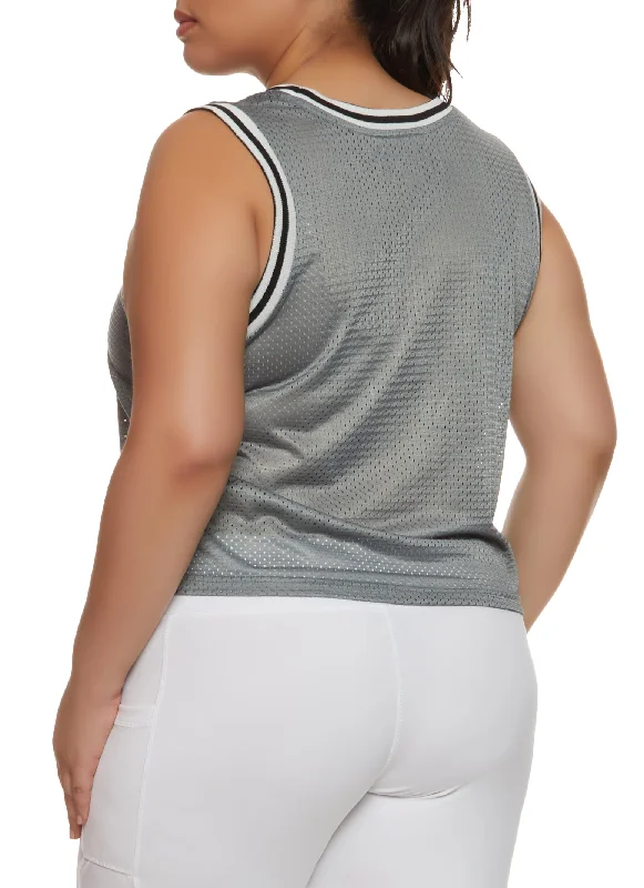 Plus Size Studded New York 95 Basketball Jersey