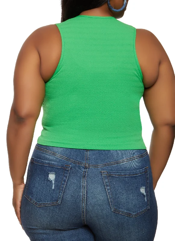 Plus Size Textured Knit Cropped Tank Top