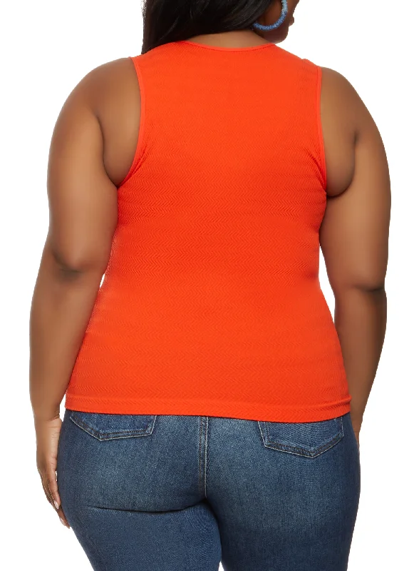 Plus Size Textured Knit Cropped Tank Top