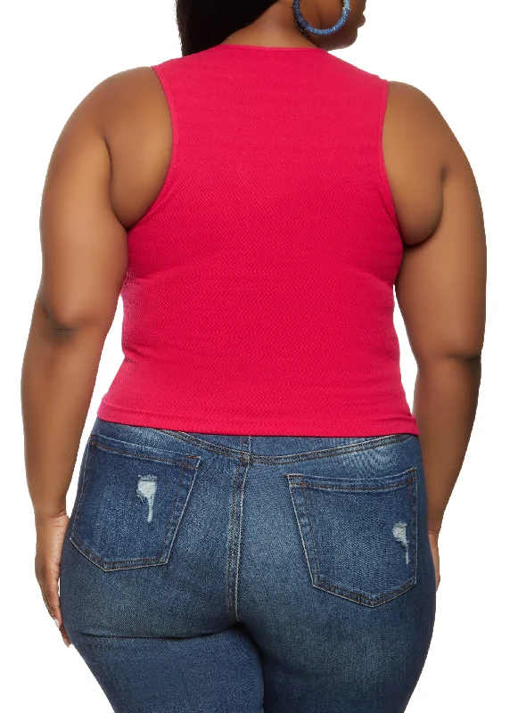 Plus Size Textured Knit Cropped Tank Top