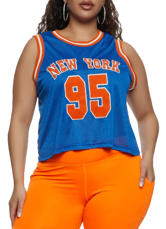 Plus Size Studded New York 95 Basketball Jersey