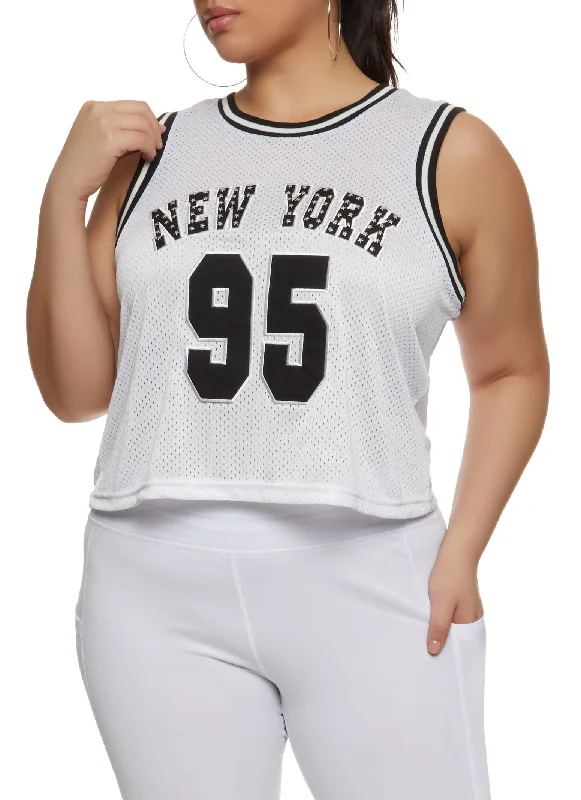 Plus Size Studded New York 95 Basketball Jersey