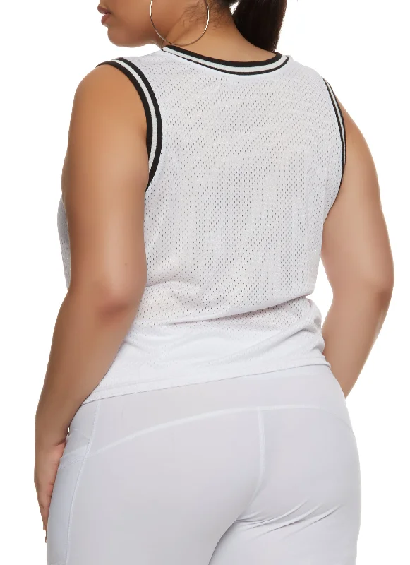 Plus Size Studded New York 95 Basketball Jersey