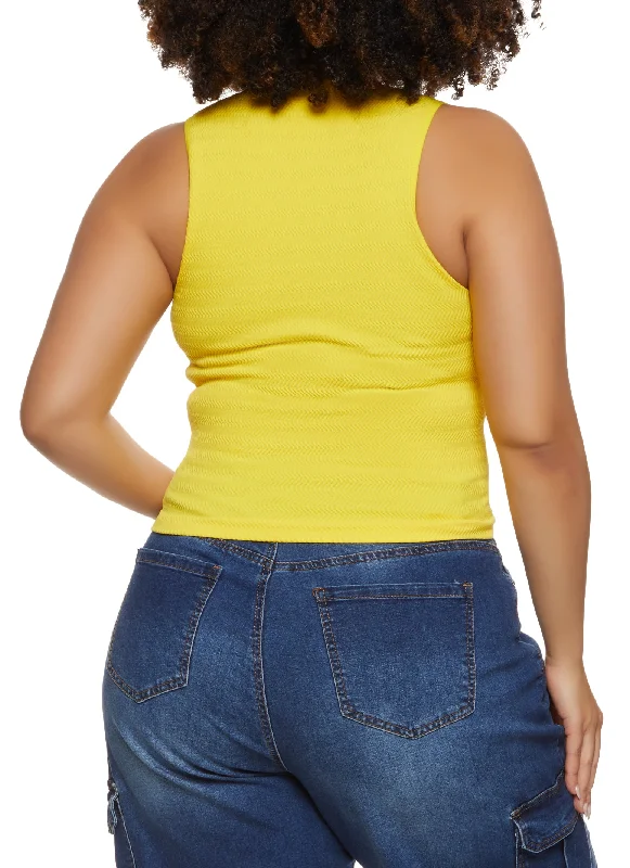 Plus Size Textured Knit Cropped Tank Top