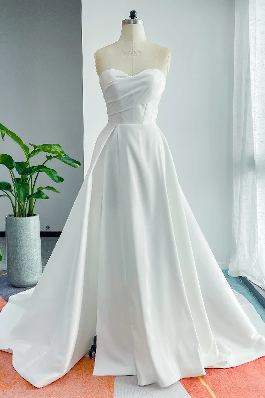 A-Line Court Train Mikado Wedding Dress CW3124